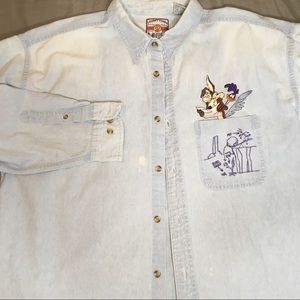 Looney toons jean button up